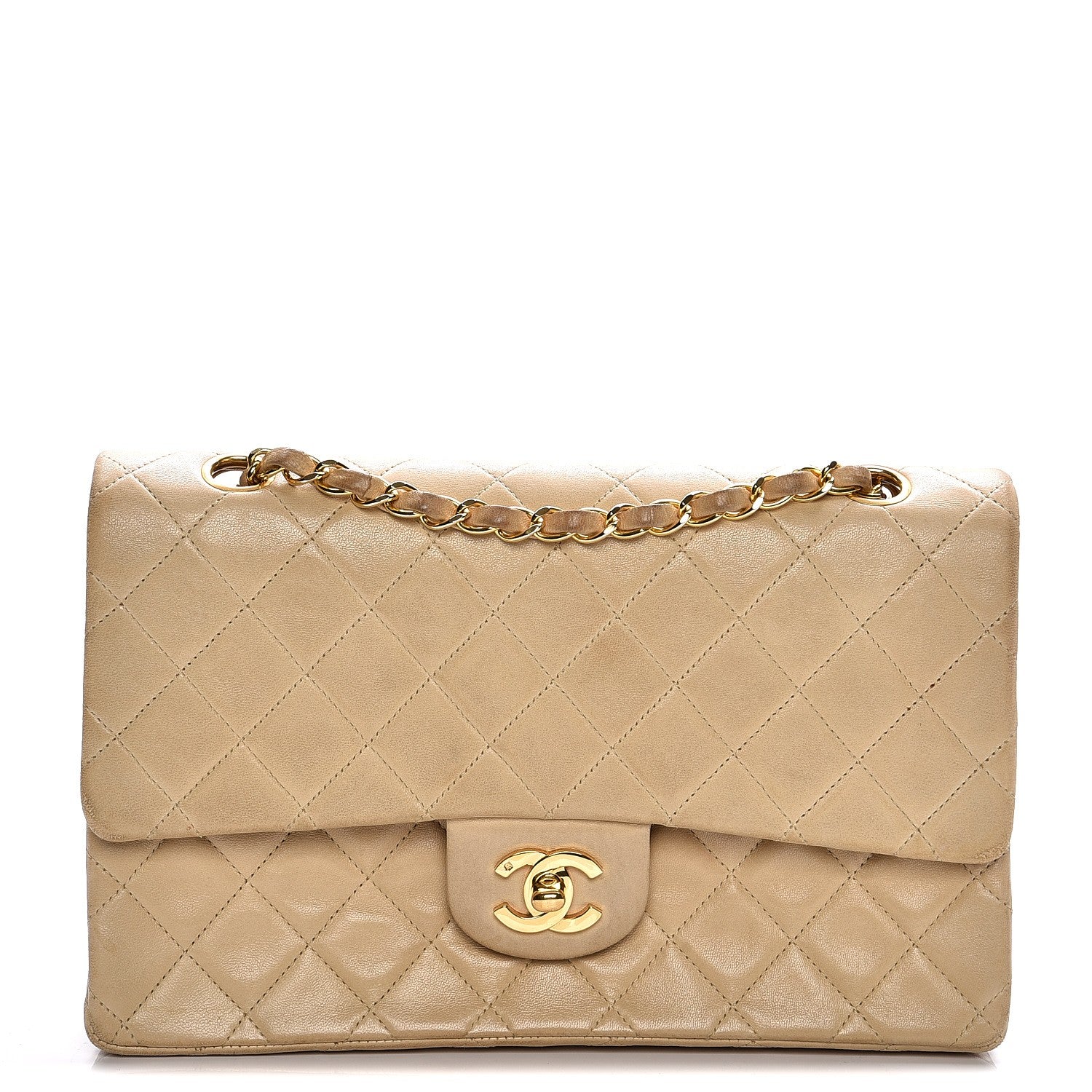 Chanel Lambskin Quilted Medium Double Flap Beige 1 of 19