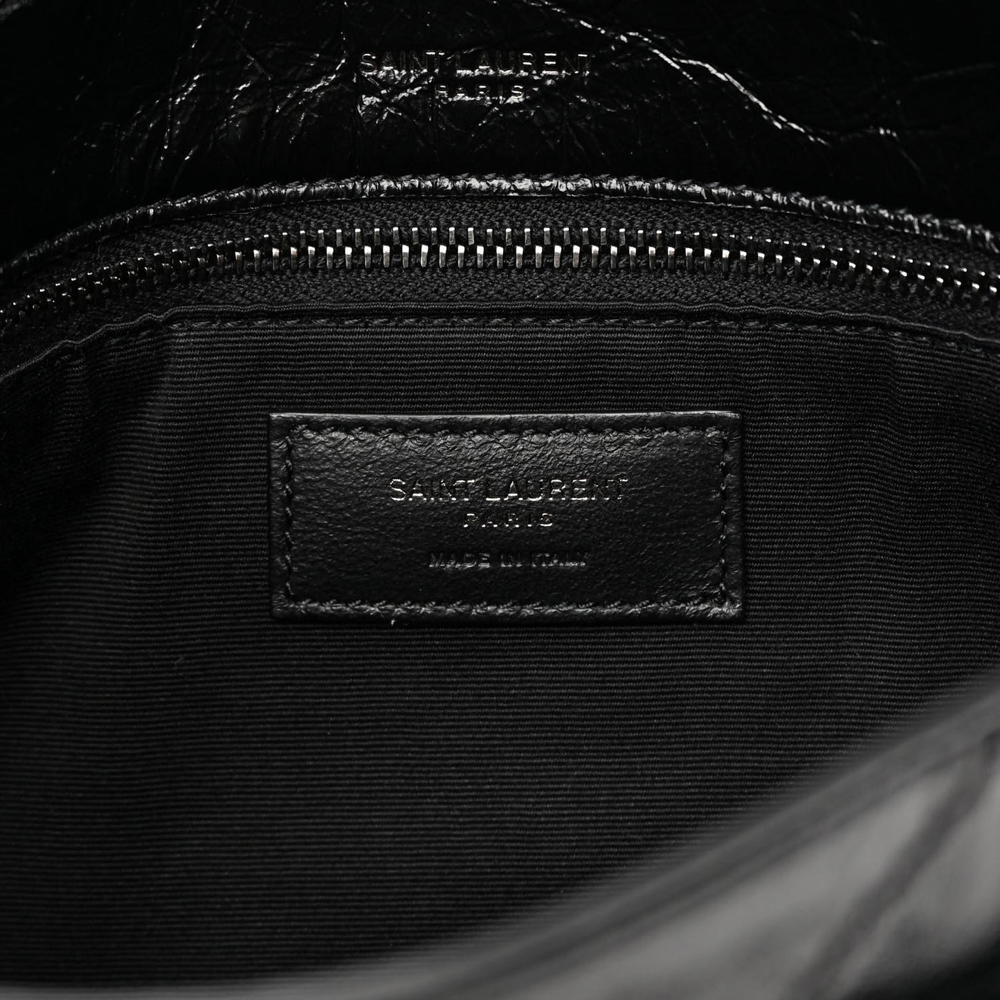 Crinkled Calfskin Matelasse Monogram Medium Niki Chain Satchel Black