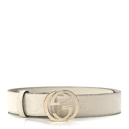 Gucci Guccissima Interlocking G 37mm Belt 85 34 Mystic White 1 of 5
