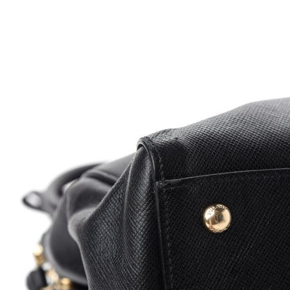 Prada Saffiano Cuir Large Top Handle Satchel Black 8 of 14