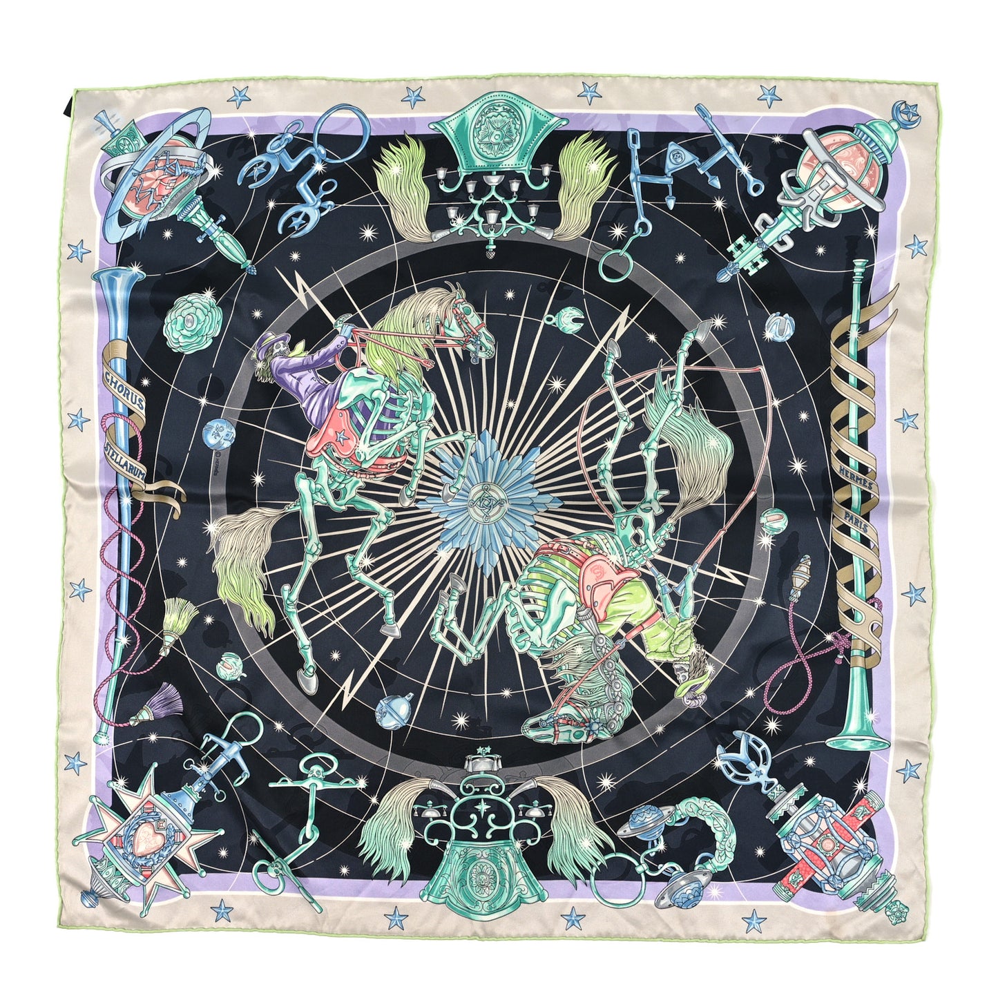 Silk Chorus Stellarum Scarf 70 Gris Nacre Anthracite