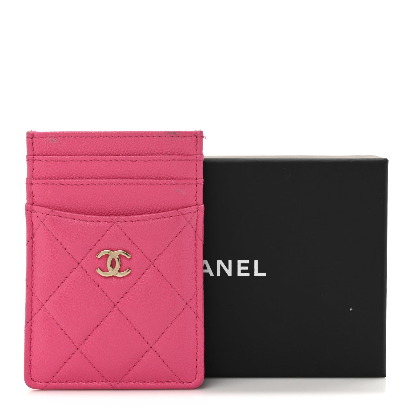 Caviar Quilted Vertical Card Holder Pink