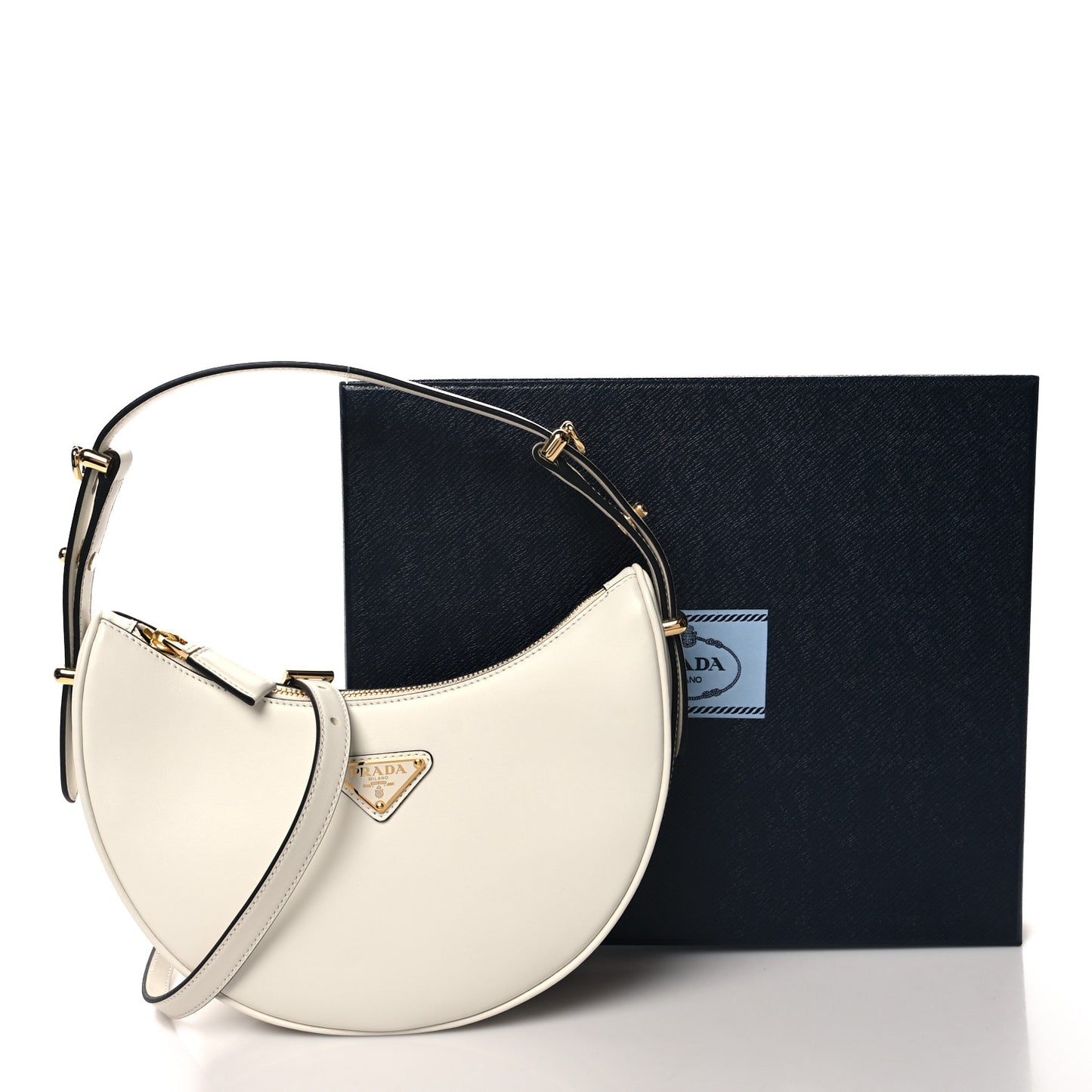 Soft Calfskin Arque Shoulder Bag White