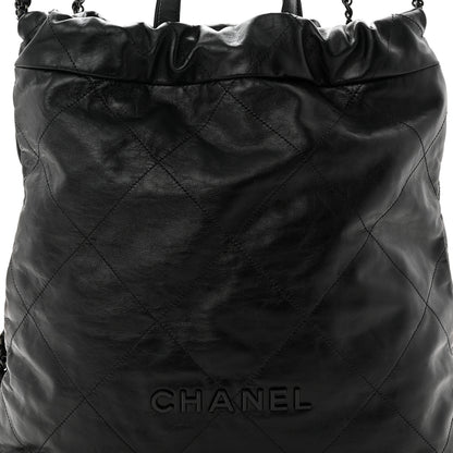Chanel Shiny Calfskin Quilted Chanel 22 Backpack So Black 16 of 21