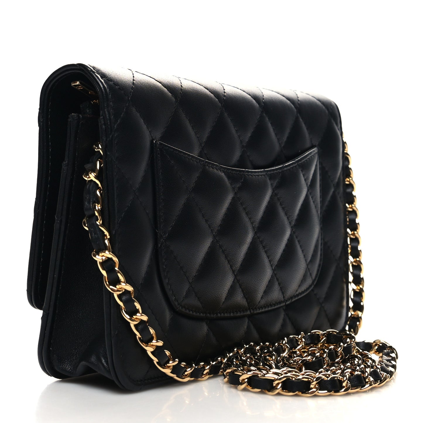 Lambskin Quilted Wallet On Chain WOC Black