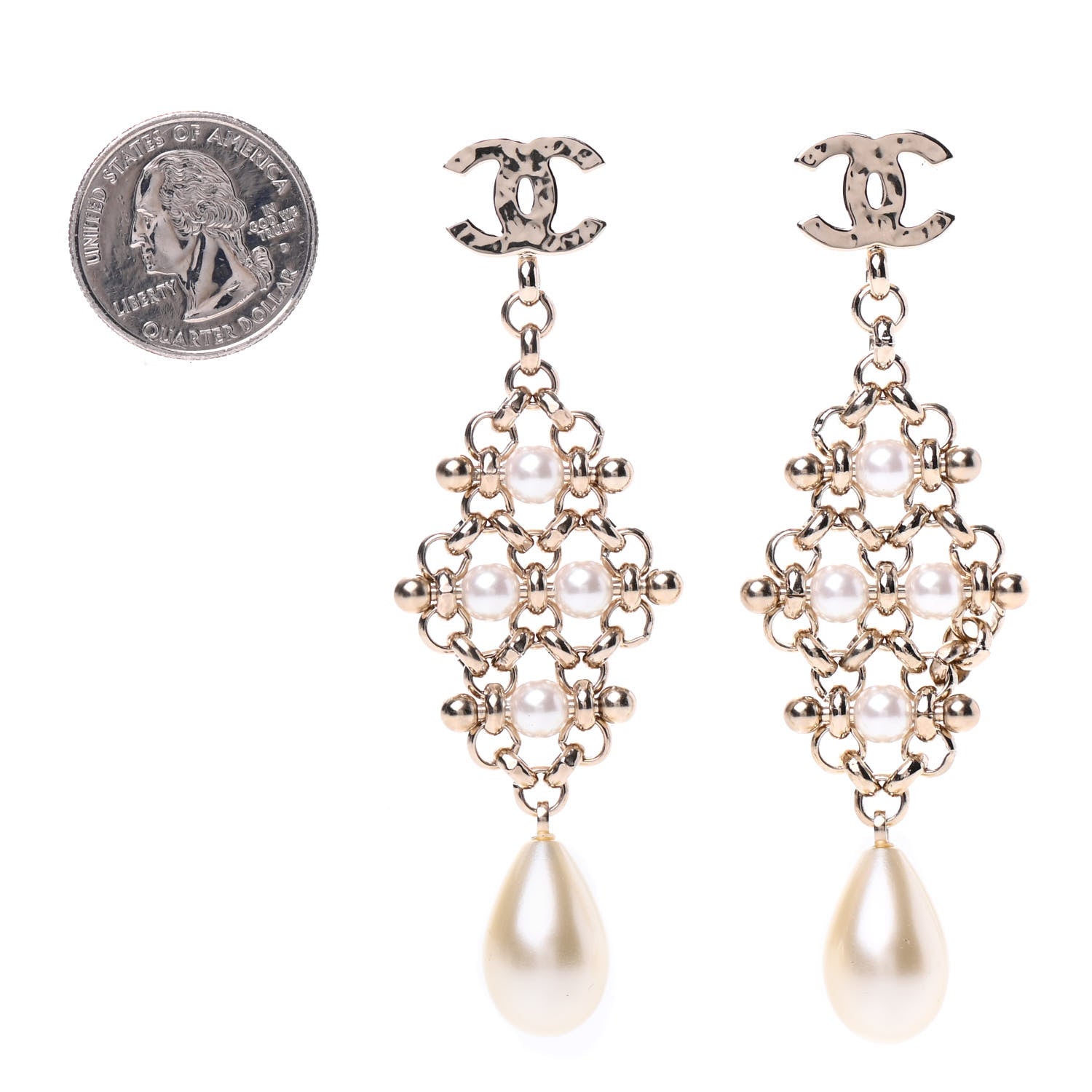 Chanel Pearl Monte-Carlo Nights Drop Earrings Gold 2 of 5