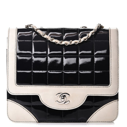 Chanel Patent Square Quilted Flap White Black 1 of 11
