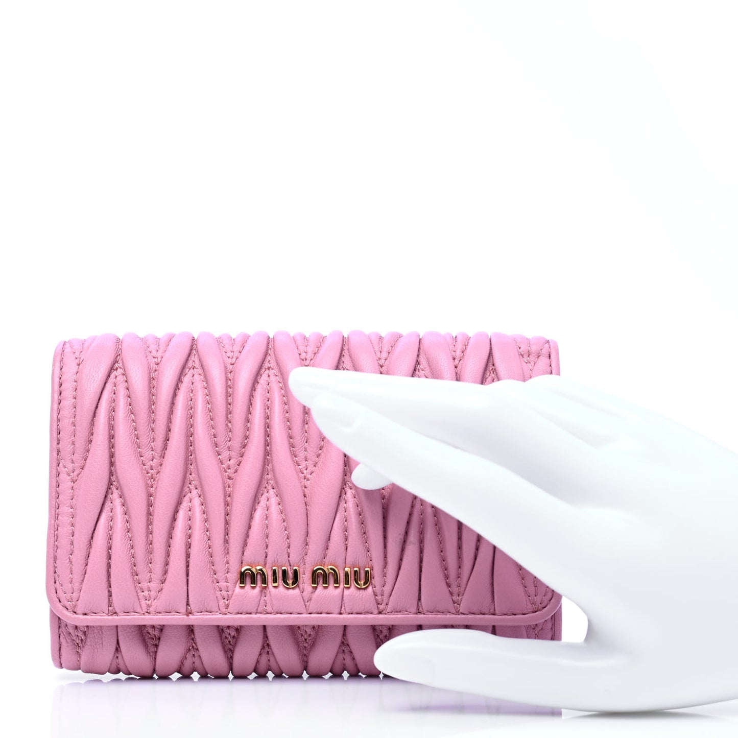 Nappa Matelasse Flap Tri-Fold Wallet Rosa