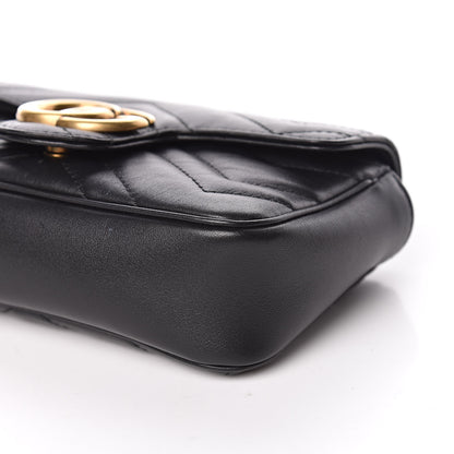 Gucci Calfskin Matelasse Super Mini GG Marmont Shoulder Bag Black 9 of 10