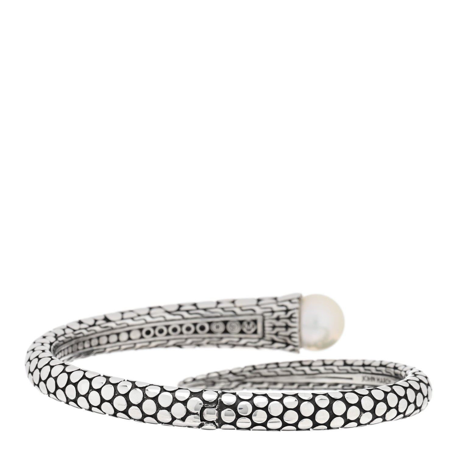 John Hardy Sterling Silver Diamond Pearl Dot Kick Cuff Bracelet 2 of 3