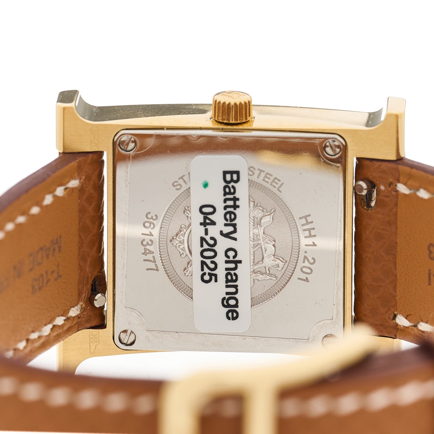 Hermes Stainless Steel Epsom 21mm Heure H Hour Quartz Watch Gold 4 of 5