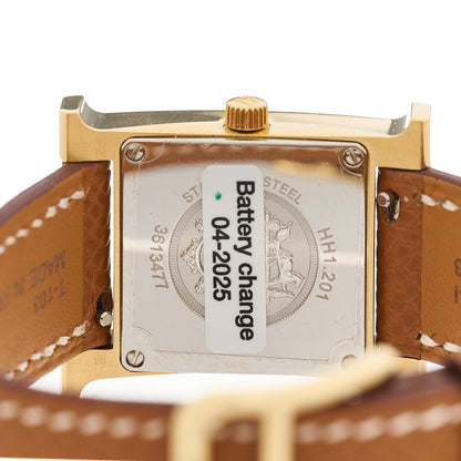 Hermes Stainless Steel Epsom 21mm Heure H Hour Quartz Watch Gold 4 of 5