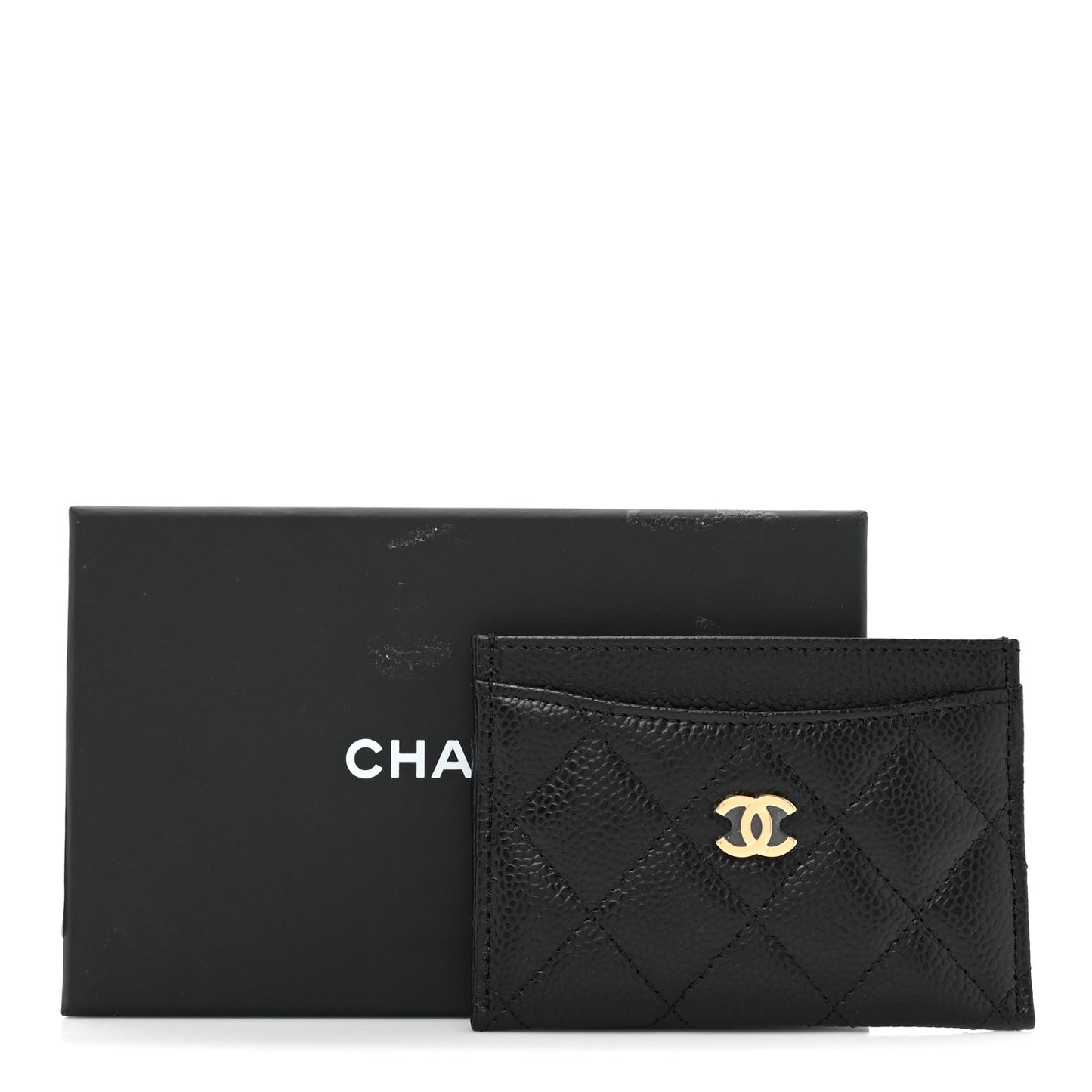 Caviar Quilted Card Holder Black