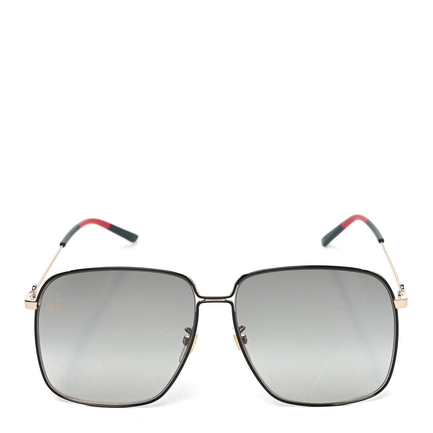 Gucci Web Rectangular Frame Interlocking G Sunglasses GG0394S Green Red 2 of 7