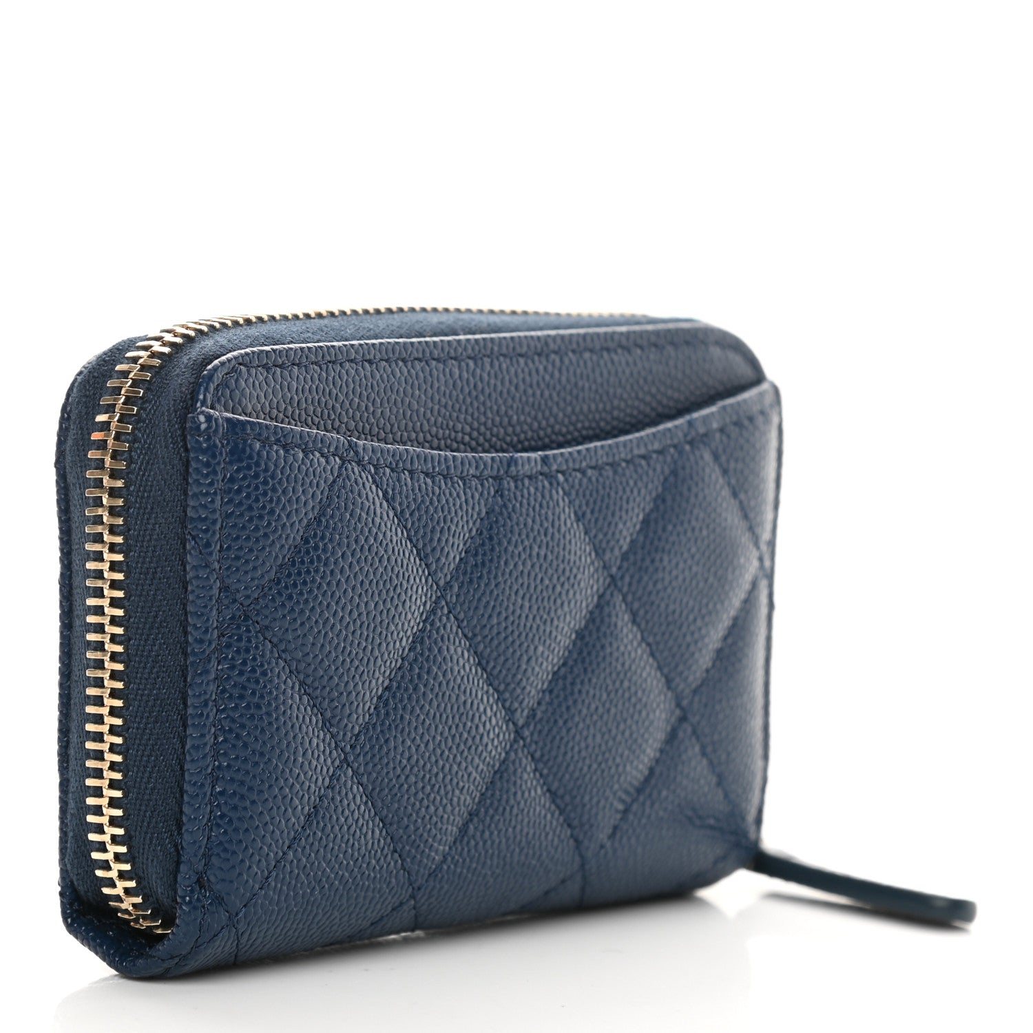 Chanel Caviar Quilted Zip Coin Purse Dark Blue 3 of 10