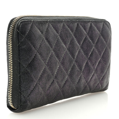 Chanel Iridescent Caviar Quilted Large Zip Around Organizer Wallet Black 3 of 7