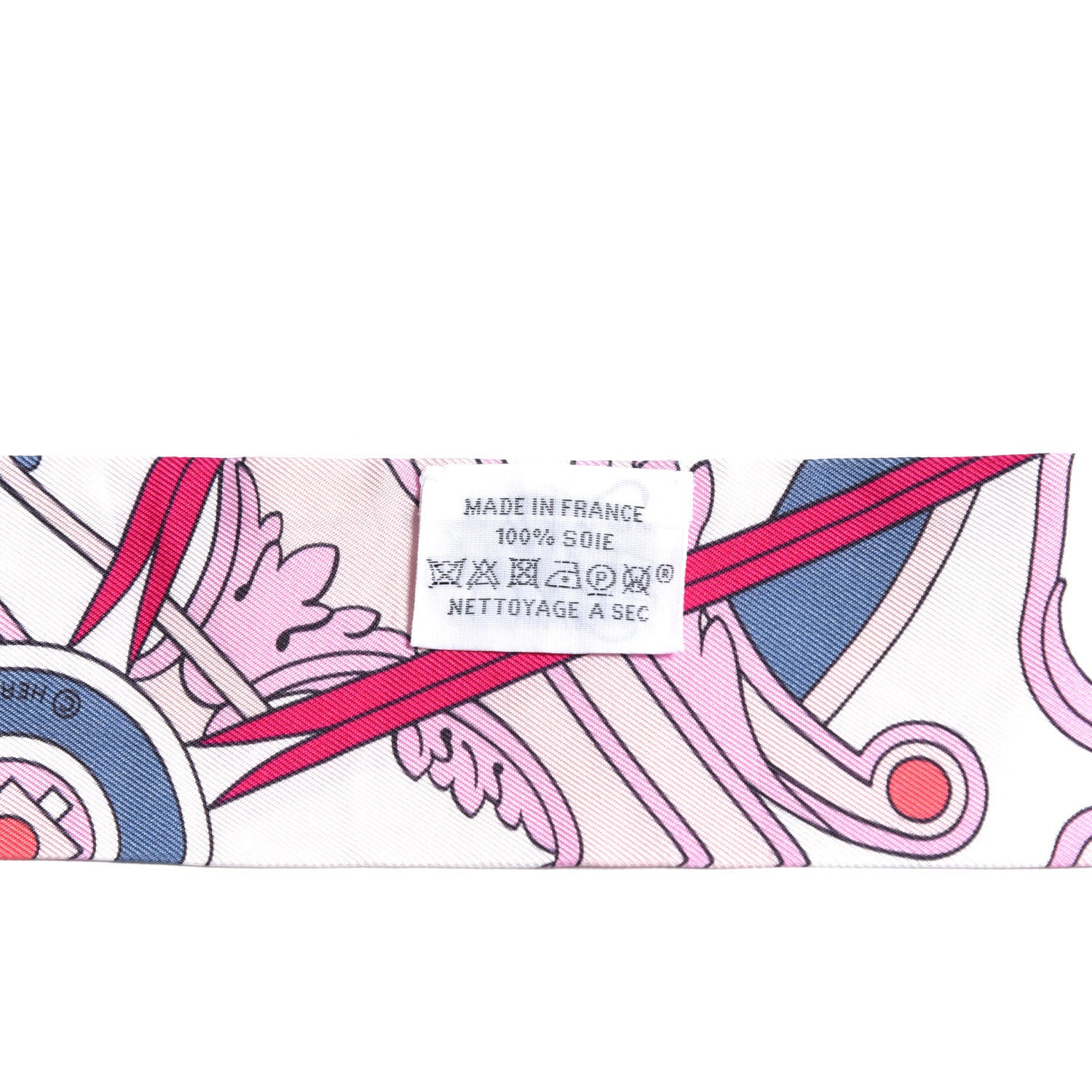 Hermes Silk Washington's Carriage Detail Twilly White Rose Vif Gris 2 of 3