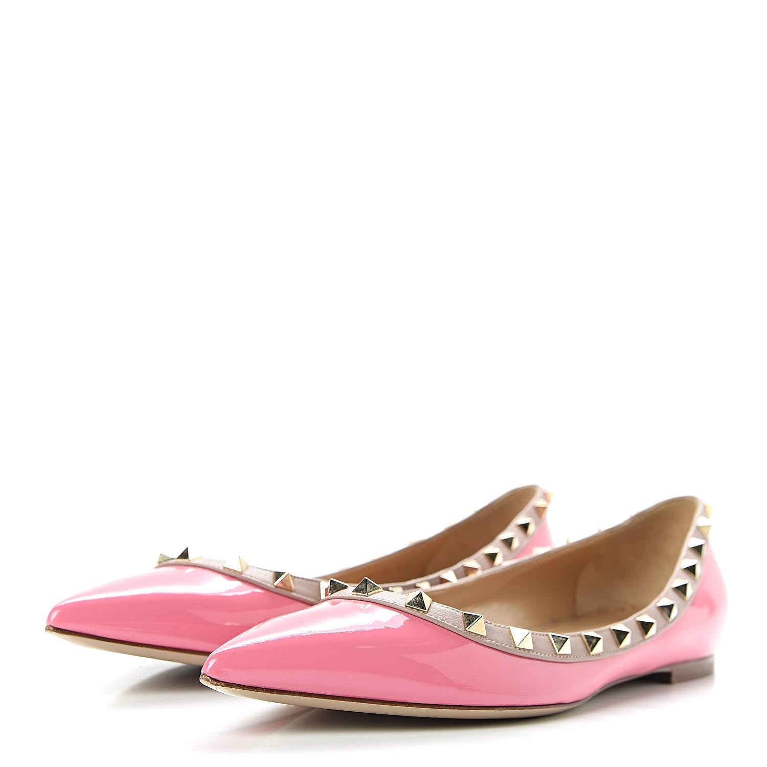 Valentino Garavani Patent Nappa Rockstud Ballerina Flats 41 Ninphea Poudre 3 of 9