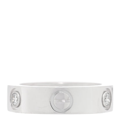 Cartier 18K White Gold 3 Diamond 5.5mm LOVE Ring 50 5.25 3 of 5