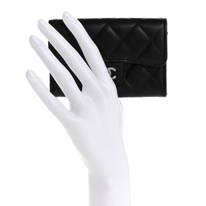 Chanel Lambskin Quilted Flap Card Holder Wallet Black 2 of 12