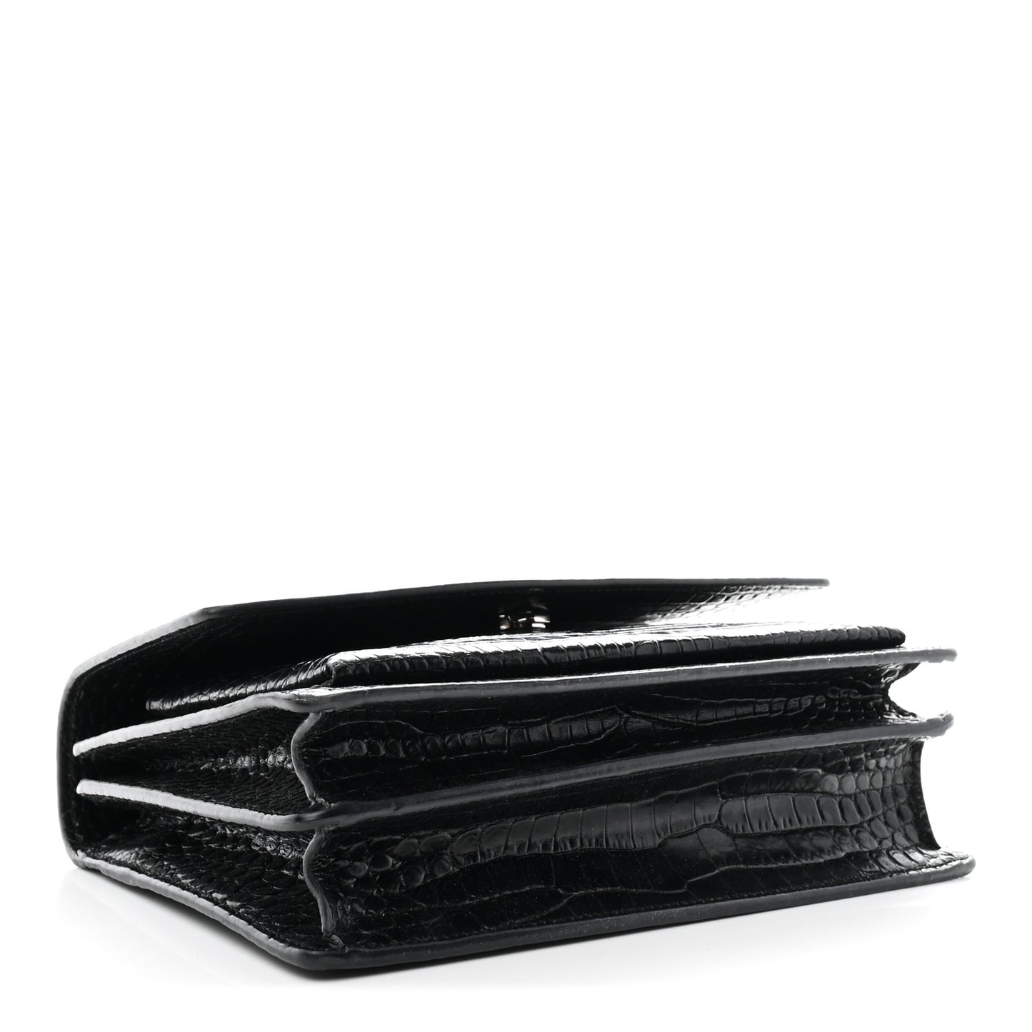 Calfskin Crocodile Embossed Medium Monogram Sunset Black