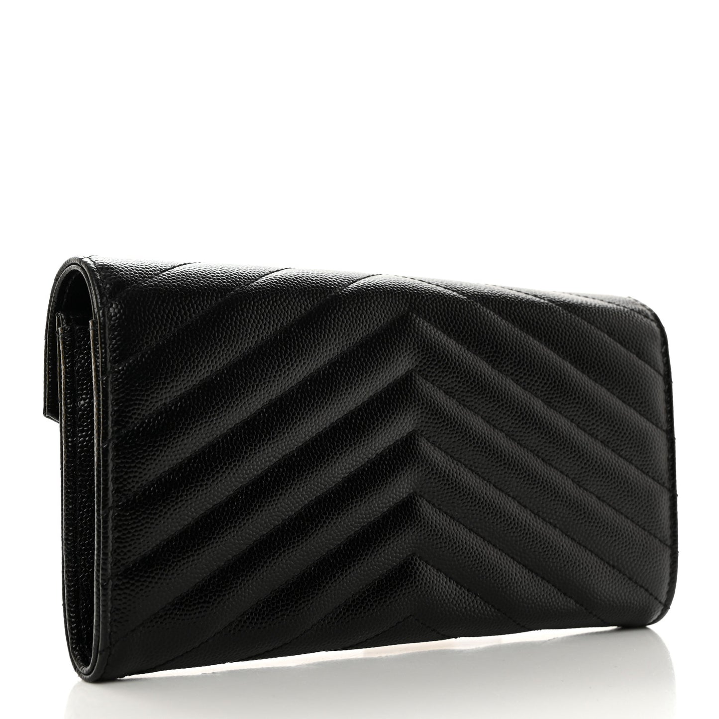 Grain De Poudre Matelasse Chevron Monogram Flap Wallet Black