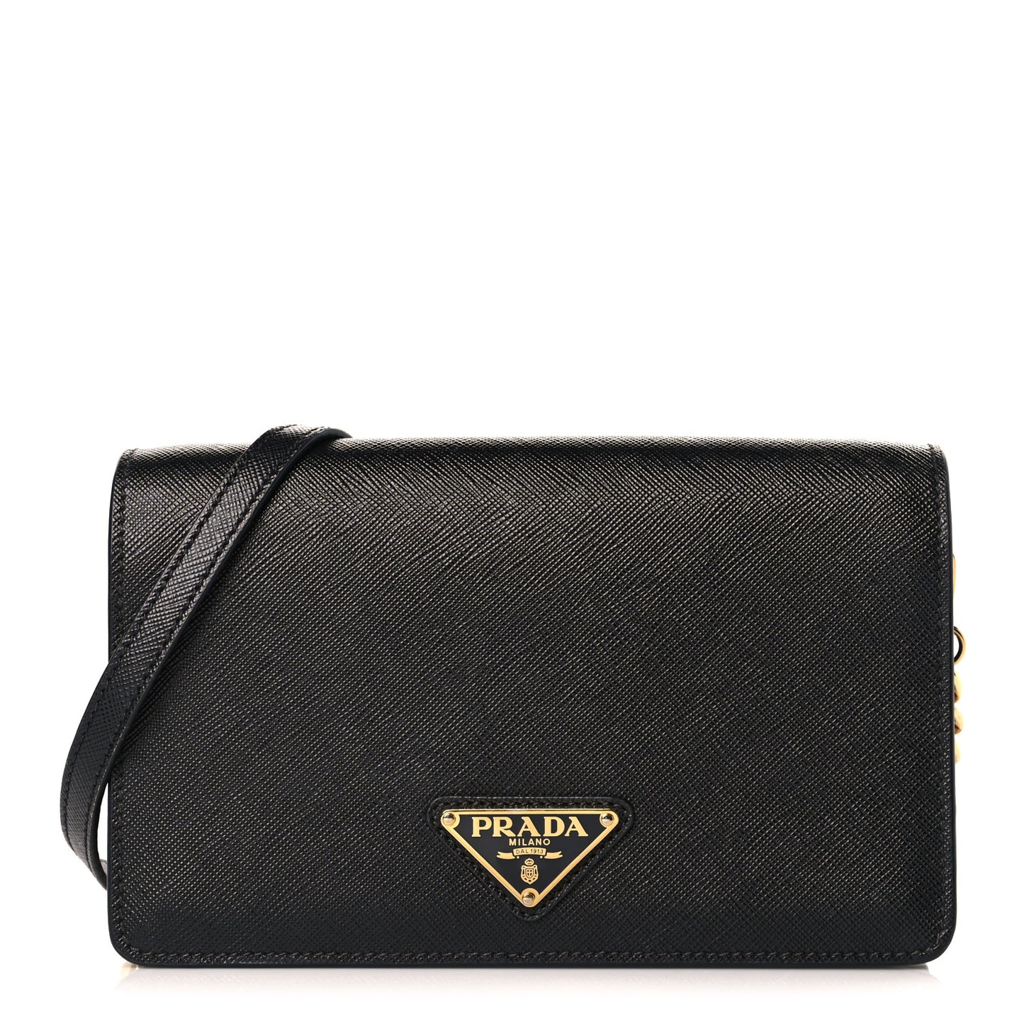 Saffiano Flap Wallet With Strap Black