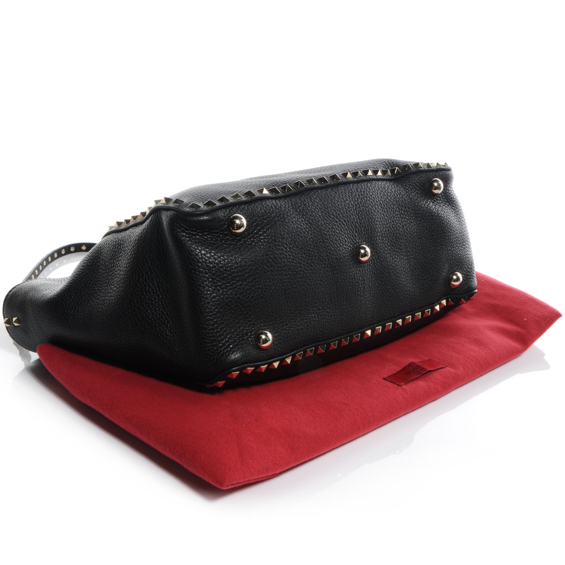 Valentino Garavani Pebbled Calfskin Medium Rockstud Tote Black 4 of 11