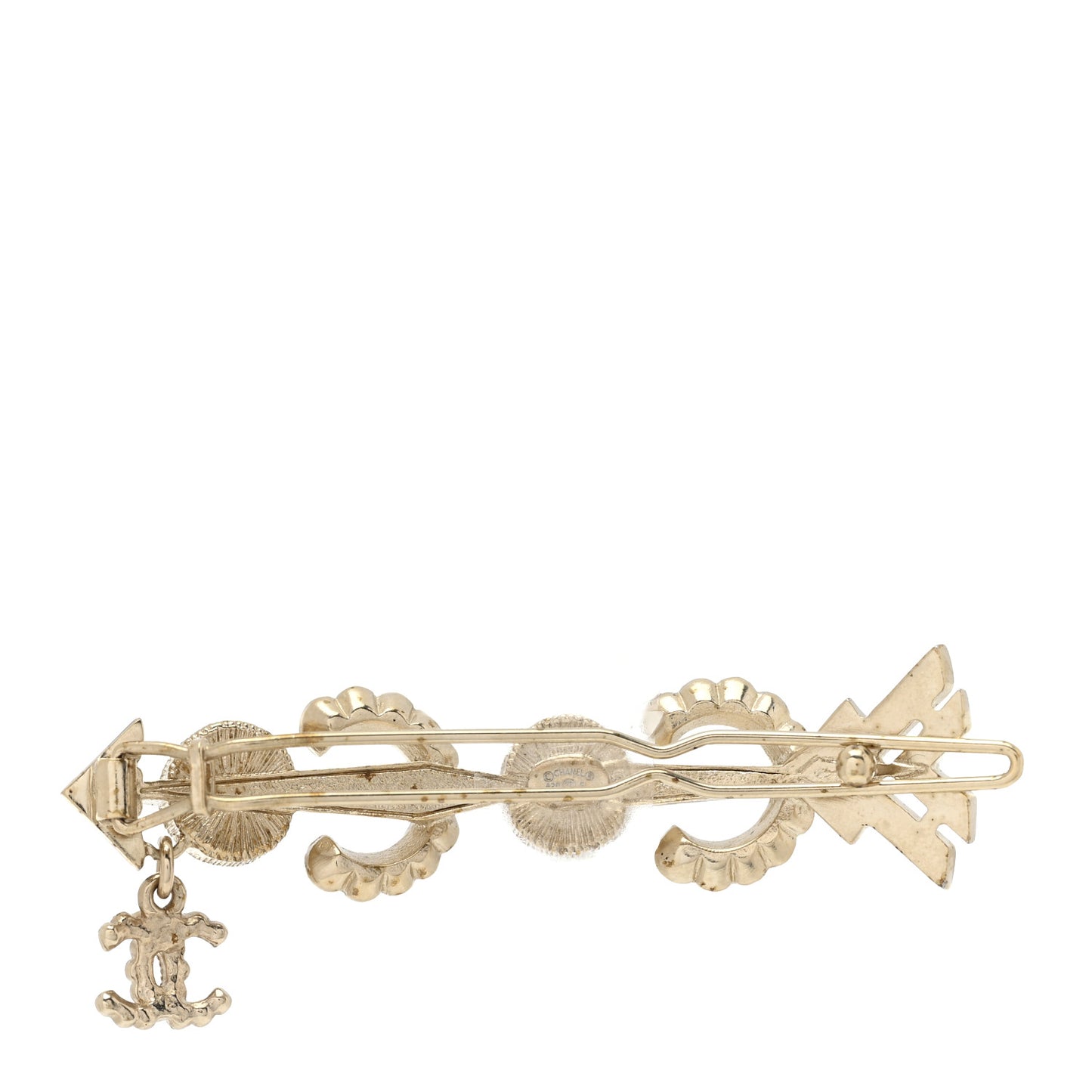 Pearl Crystal Queen of France Brooch Barrette Gold