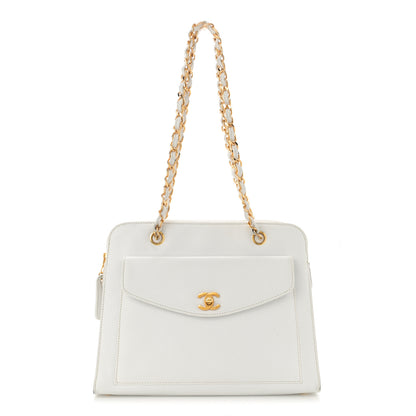 Chanel Caviar CC Shoulder Bag White 1 of 17