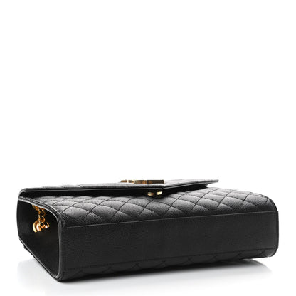 Saint Laurent Grain De Poudre Textured Mixed Matelasse Triquilt Medium Monogram Satchel Black 3 of 4