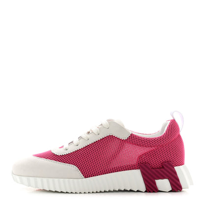 Hermes Air Mesh Suede Goatskin Bouncing Sneakers 40 Rose Multicolor 1 of 9