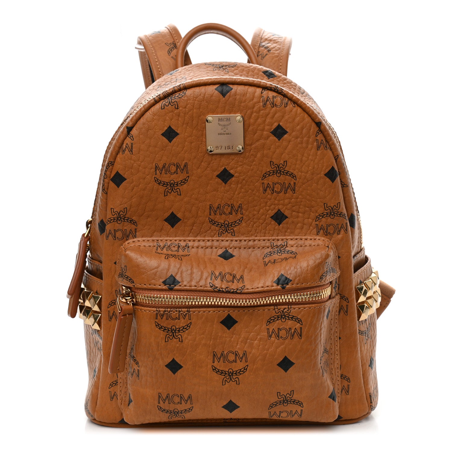 MCM Visetos Side Stud Mini Stark Backpack Cognac 1 of 10