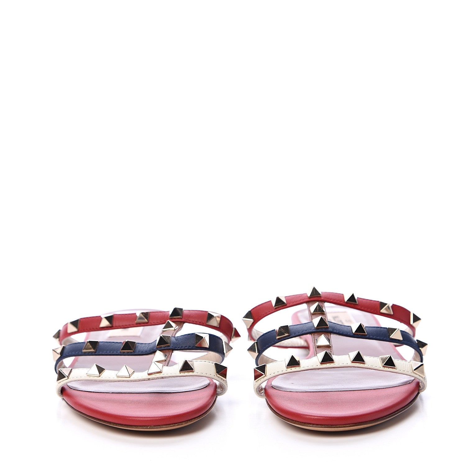 Valentino Garavani Calfskin Rockstud Caged Flat Slide Sandals 36 Multicolor 2 of 9