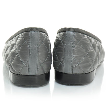Chanel Nylon Quilted Cap Toe Ballerina Flats 39.5 Black and Gray 3 of 8