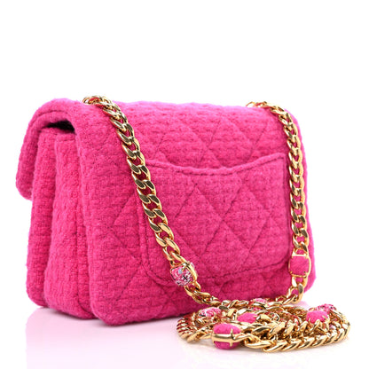 Chanel Cashmere Tweed Quilted Mini Bijoux Flap Fuchsia 3 of 9