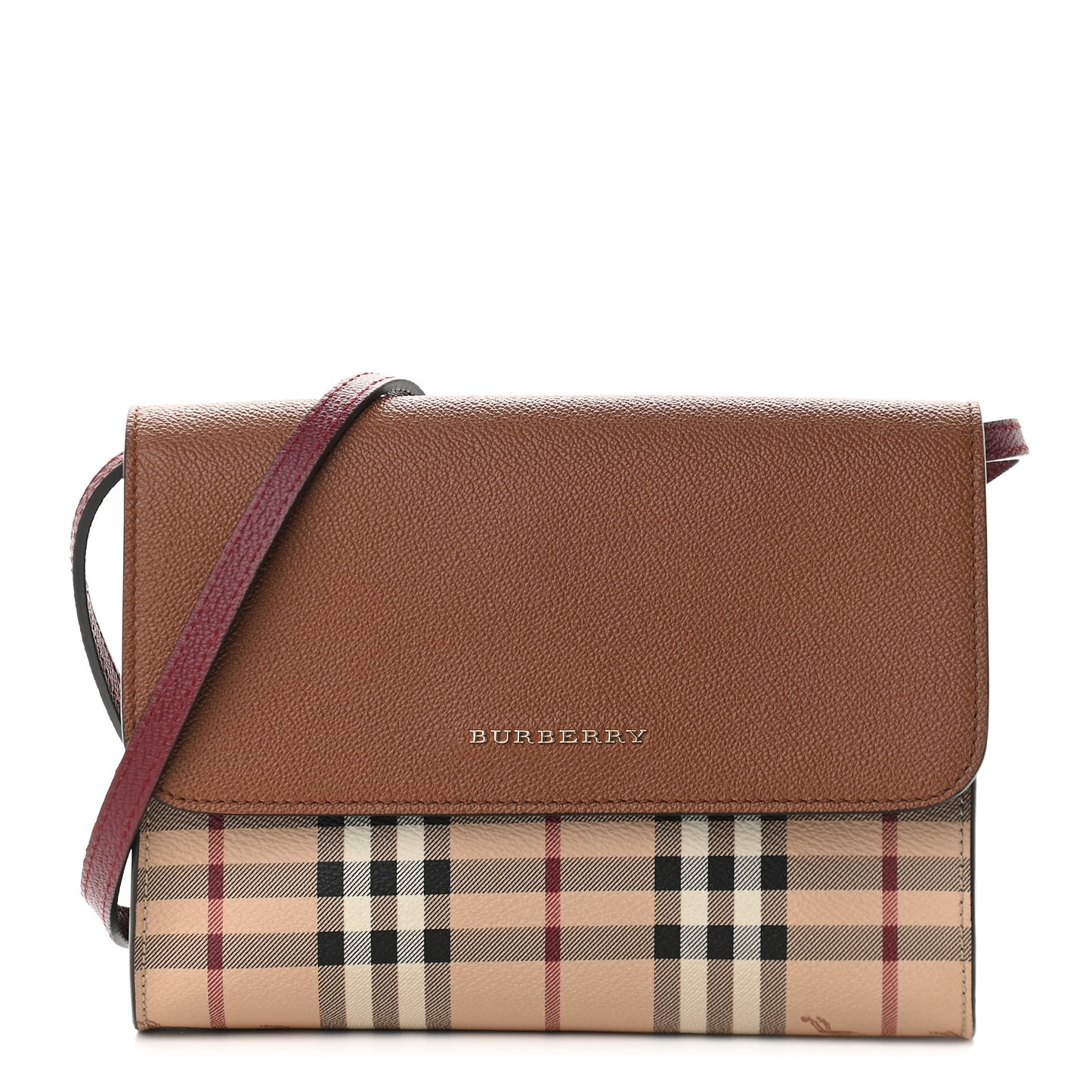Derby Calfskin Haymarket Check Small Loxley Crossbody Bright Toffee Multicolor