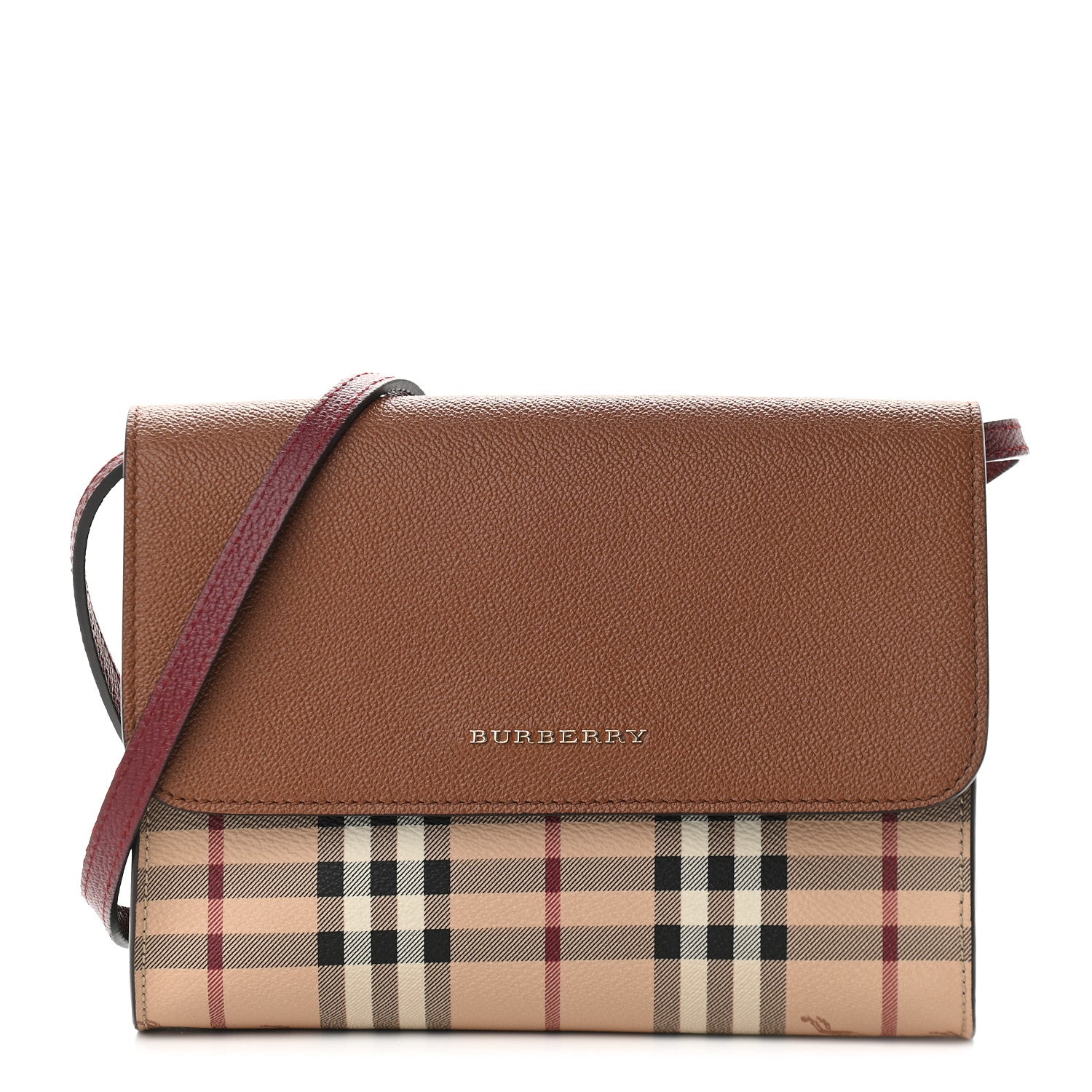 Burberry Derby Calfskin Haymarket Check Small Loxley Crossbody Bright Toffee Multicolor 1 of 8