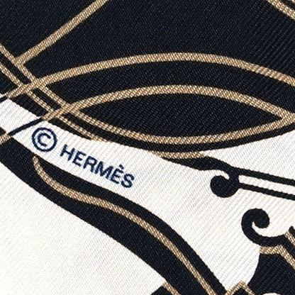 Hermes Silk Ex-Libris Twilly White Marine Gris 4 of 4