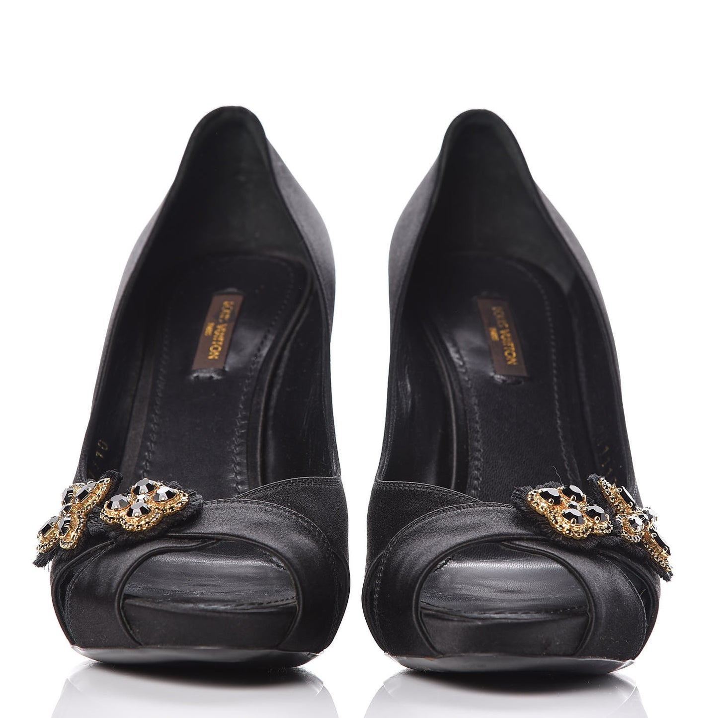 Satin Athen Peep Toe Pumps 38 Black