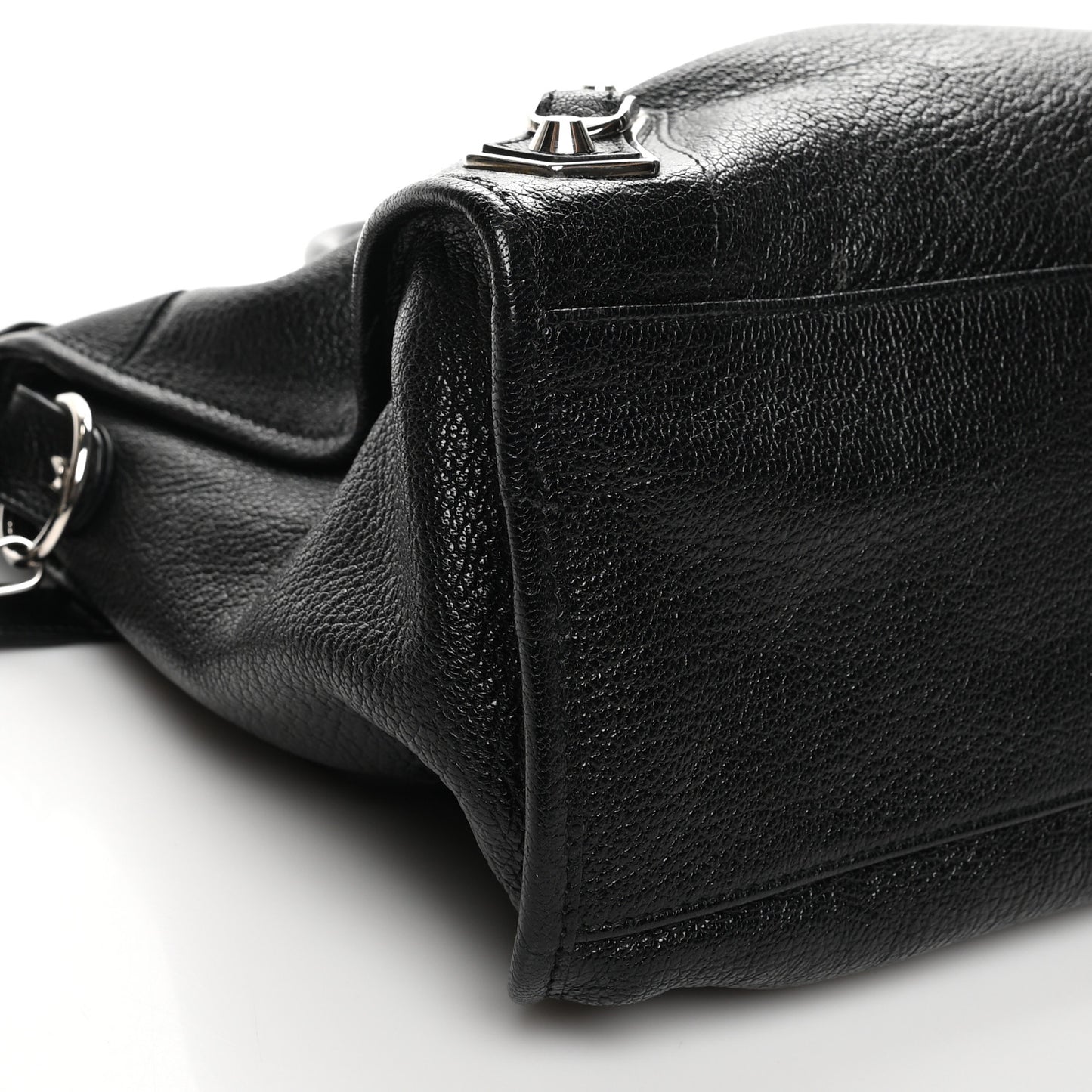 Chevre Silver Metallic Edge Hardware City Black