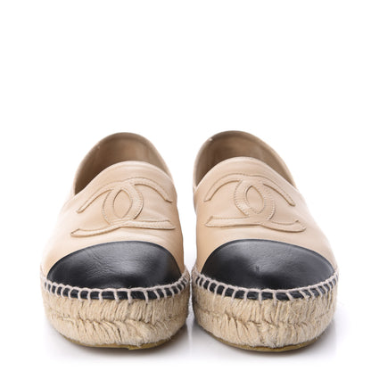 Chanel Lambskin CC Espadrilles 37 Beige Black 2 of 15