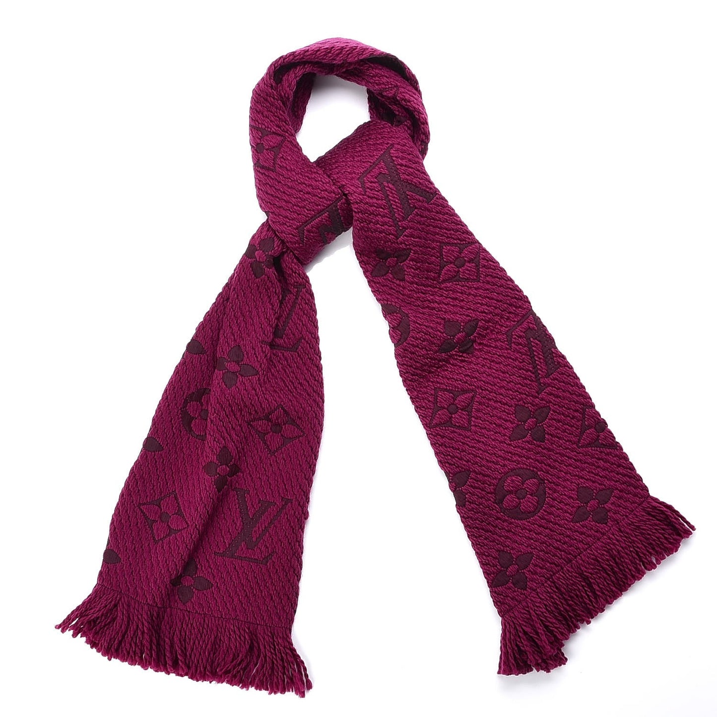 Wool Silk Logomania Scarf Cherry