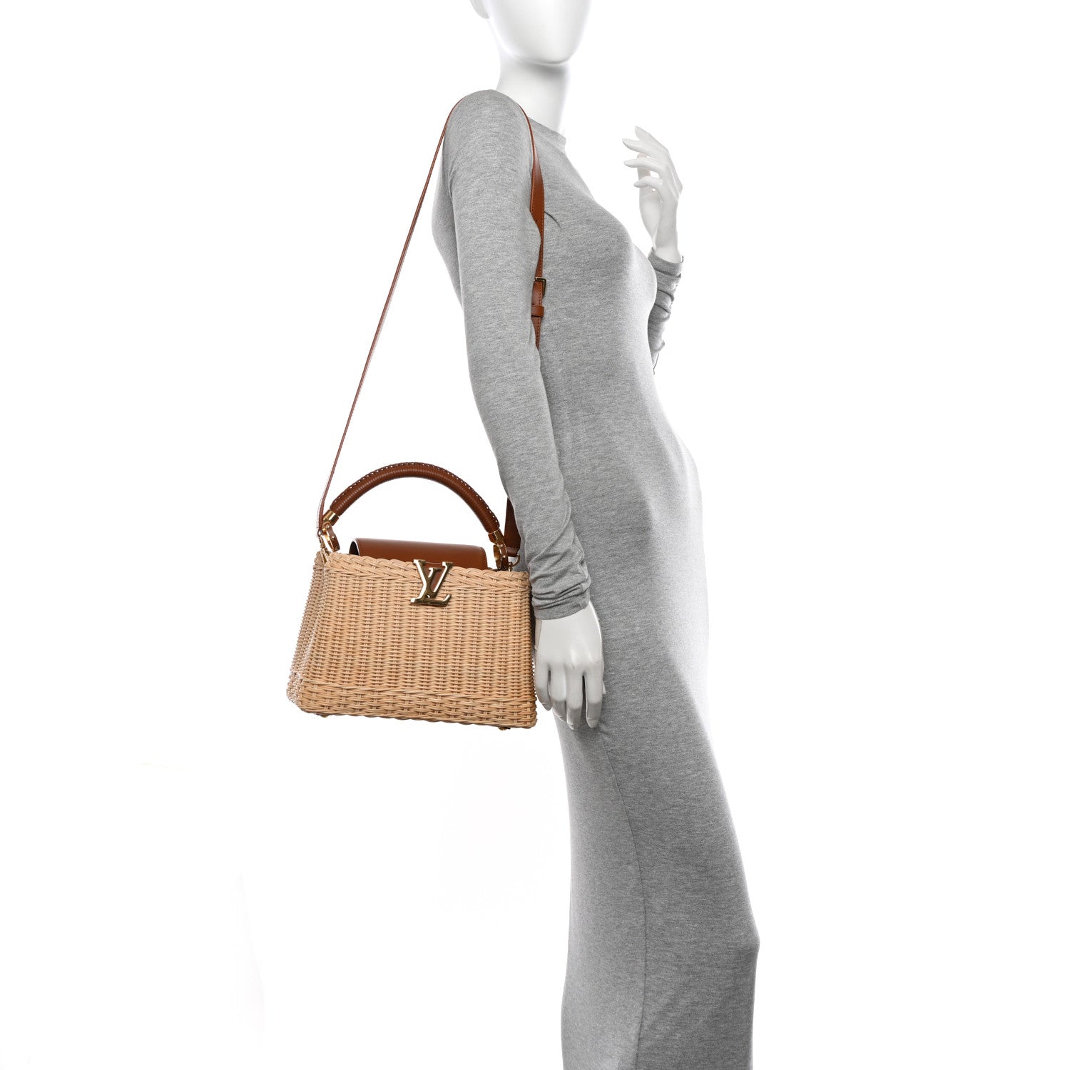 Louis Vuitton Rattan Calfskin Capucines BB Tan 2 of 10