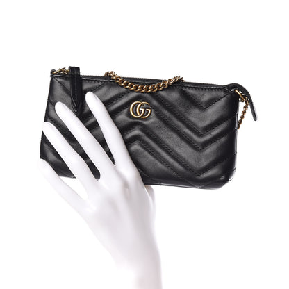 Gucci Calfskin Matelasse Mini GG Marmont Chain Bag Black 2 of 9