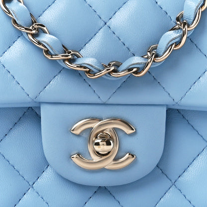 Chanel Lambskin Quilted Mini Rectangular Flap Light Blue 9 of 12