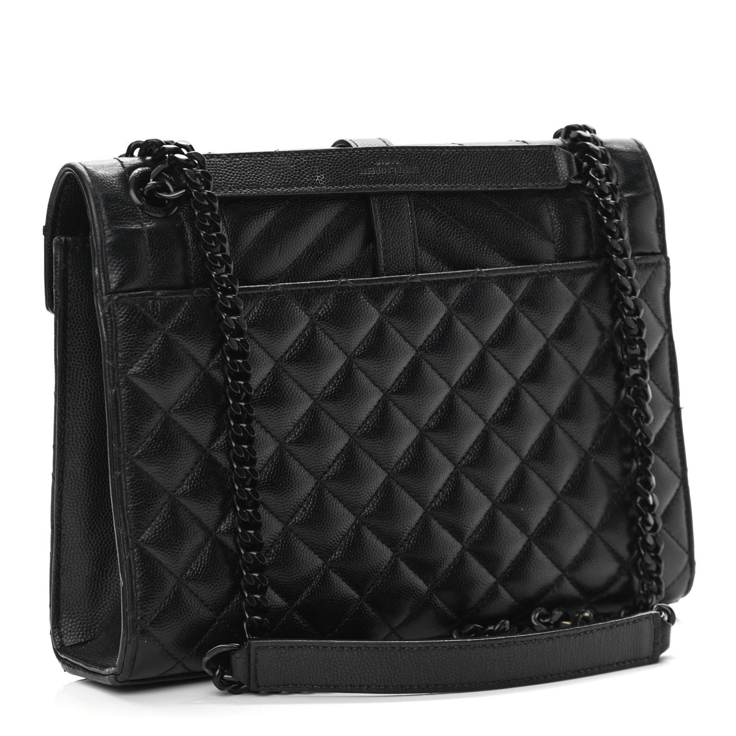 Grain De Poudre Textured Mixed Matelasse Triquilt Medium Monogram Satchel Black