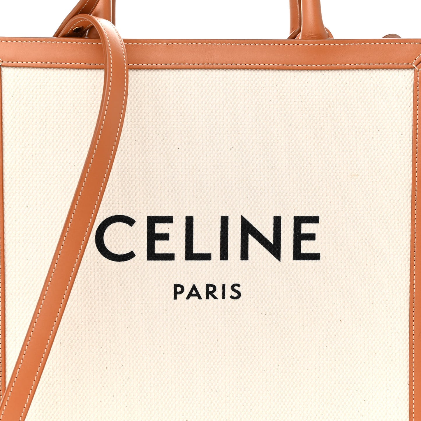 Canvas Calfskin Logo Print Small Vertical Cabas Natural Tan
