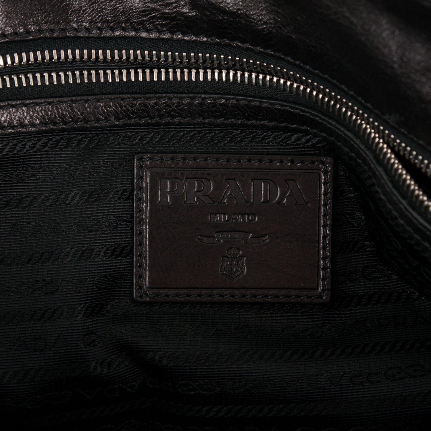 Prada Glace Calf Folding Briefcase Black Teak 6 of 6