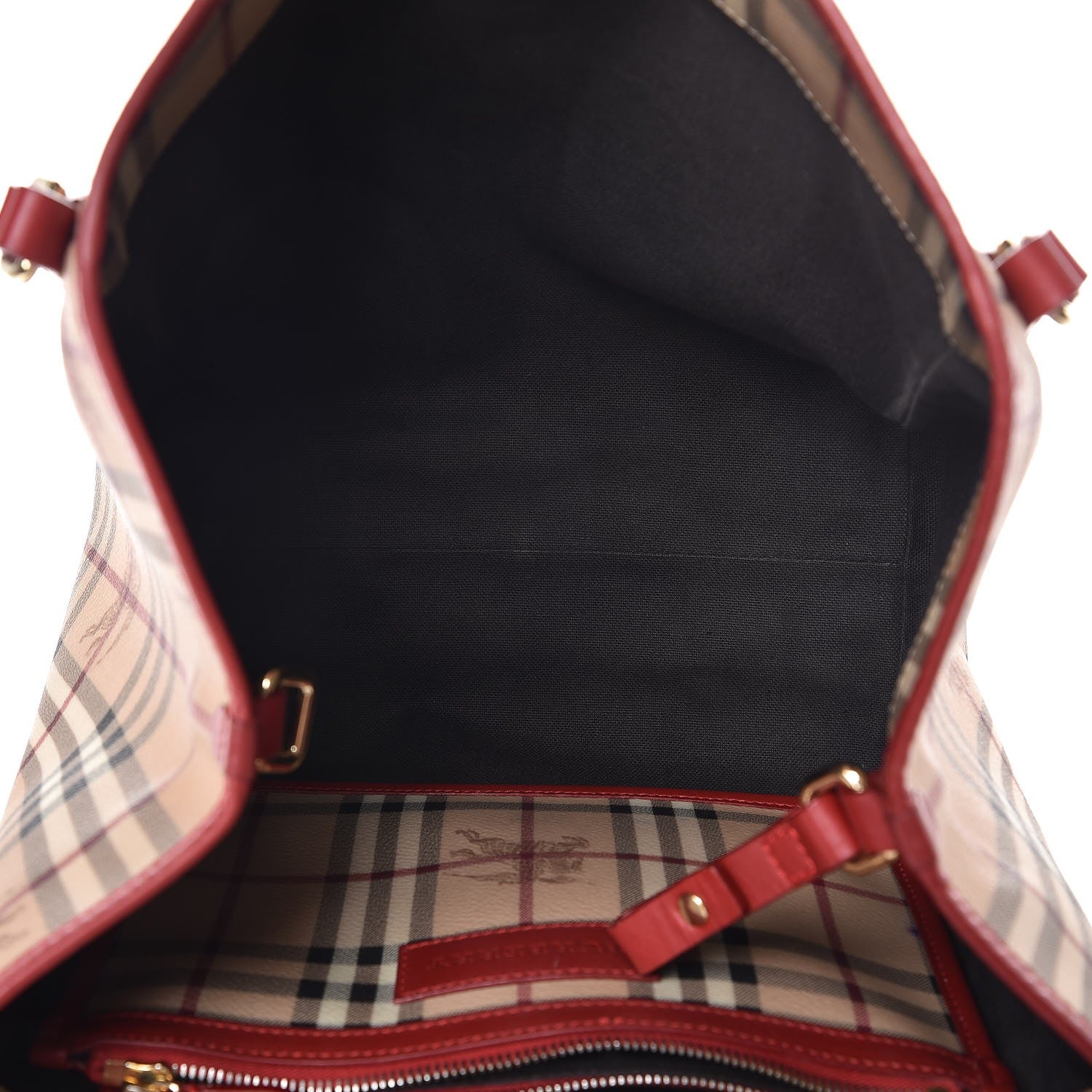 Burberry Haymarket Check Small Canterbury Tote Military Red 5 of 9